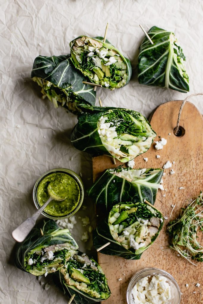 collard green wraps with veggies