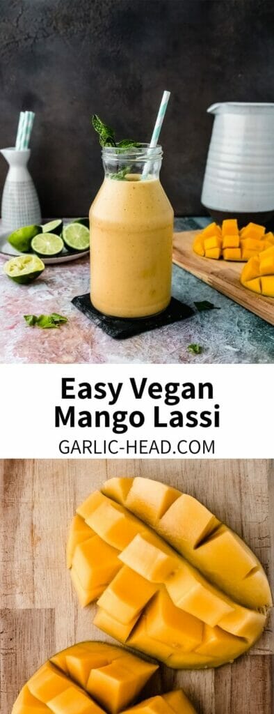 Follow these step-by-step instructions for the Creamiest Mango Lassi recipe! It's totally vegan with dairy-free vanilla yogurt, bright mango chunks, and zesty lime juice. Add some cardamom for a warming touch in this Indian-inspired beverage, and be sure pair with spicy food.Â 