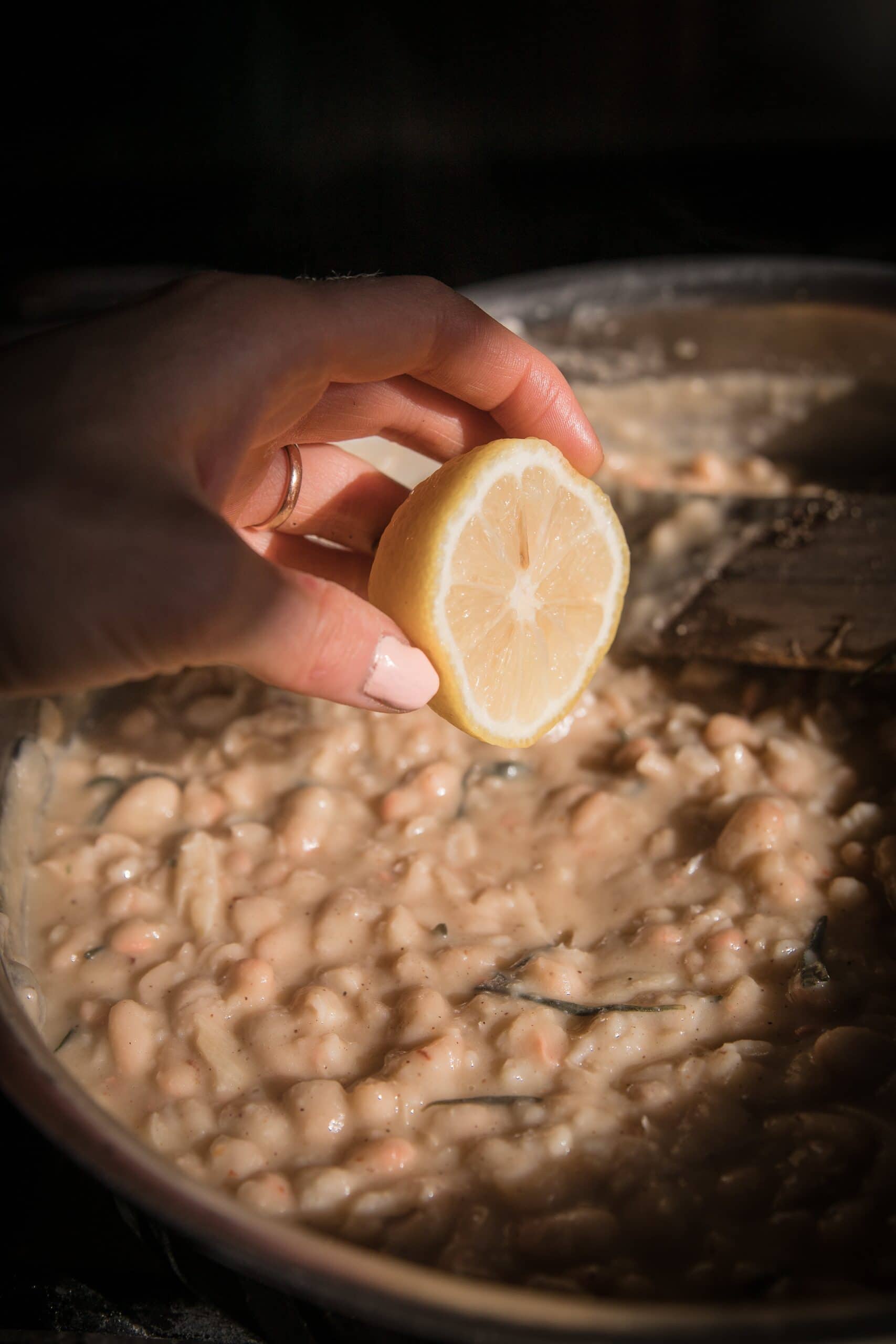 adding lemon to white beans