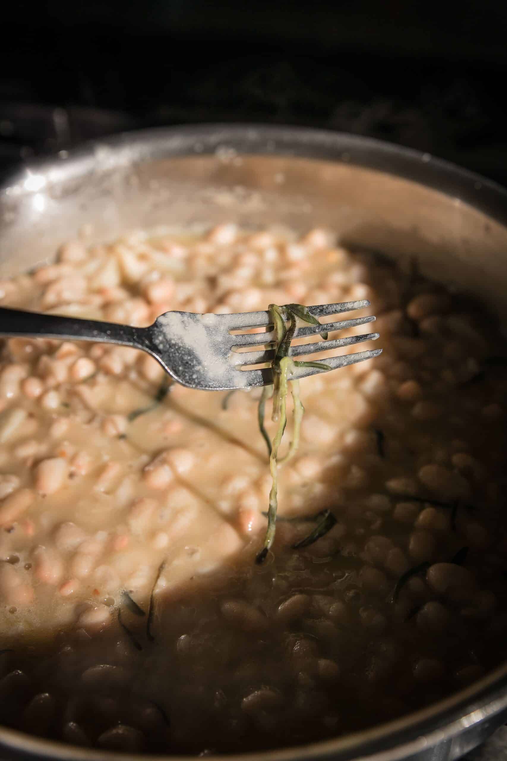 removing rosemary from white beans